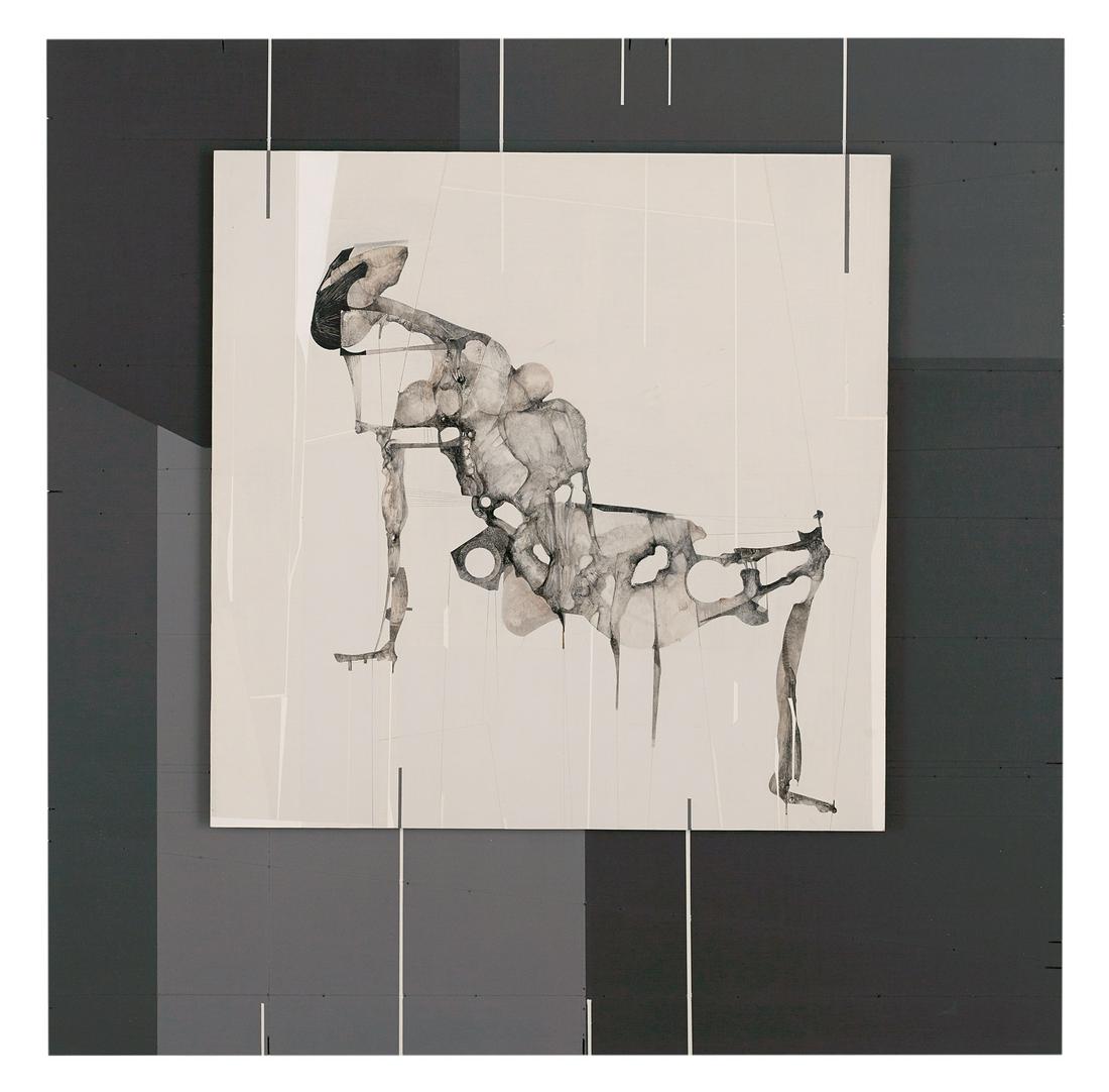 James Kennedy (Irish/American, b. 1962): James Kennedy (Irish/American, b. 1962) "The Middle Realm", 2014 acrylic polymer on incised masonite monogrammed and dated en verso. 30" x 30"