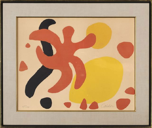 Alexander Calder (American, 1898-1976): Alexander Calder (American, 1898-1976) "Les Etoiles", lithograph in colors, pencil signed lower right "Calder", numbered in pencil lower left "65/100", titled on gallery label on reverse "David B. Fin