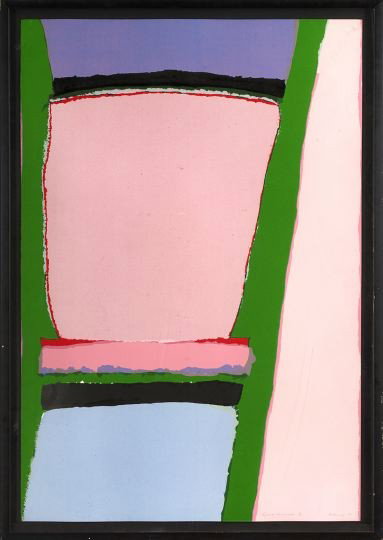 Ida Kohlmeyer (American/Louisiana, 1912-1997): Ida Kohlmeyer (American/Louisiana, 1912-1997) "Layered Landscape", 1974, color lithograph, titled and numbered "88/100" lower center, signed and dated in pencil lower right "Kohlmeyer '73", sheet 44" 