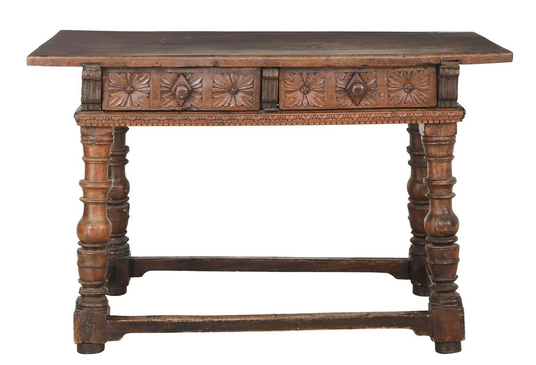 Spanish Walnut Two-Drawer Table (1 of 3)
