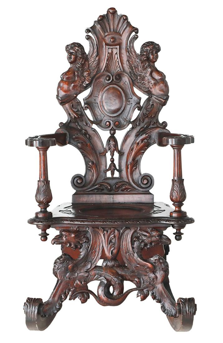 Italian Renaissance-Style Walnut Rocking Chair (1 of 5)