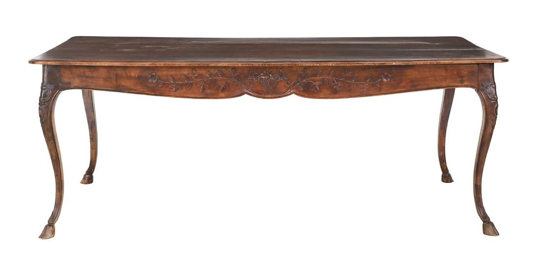 French Provincial-Style Fruitwood Farm Table (1 of 2)