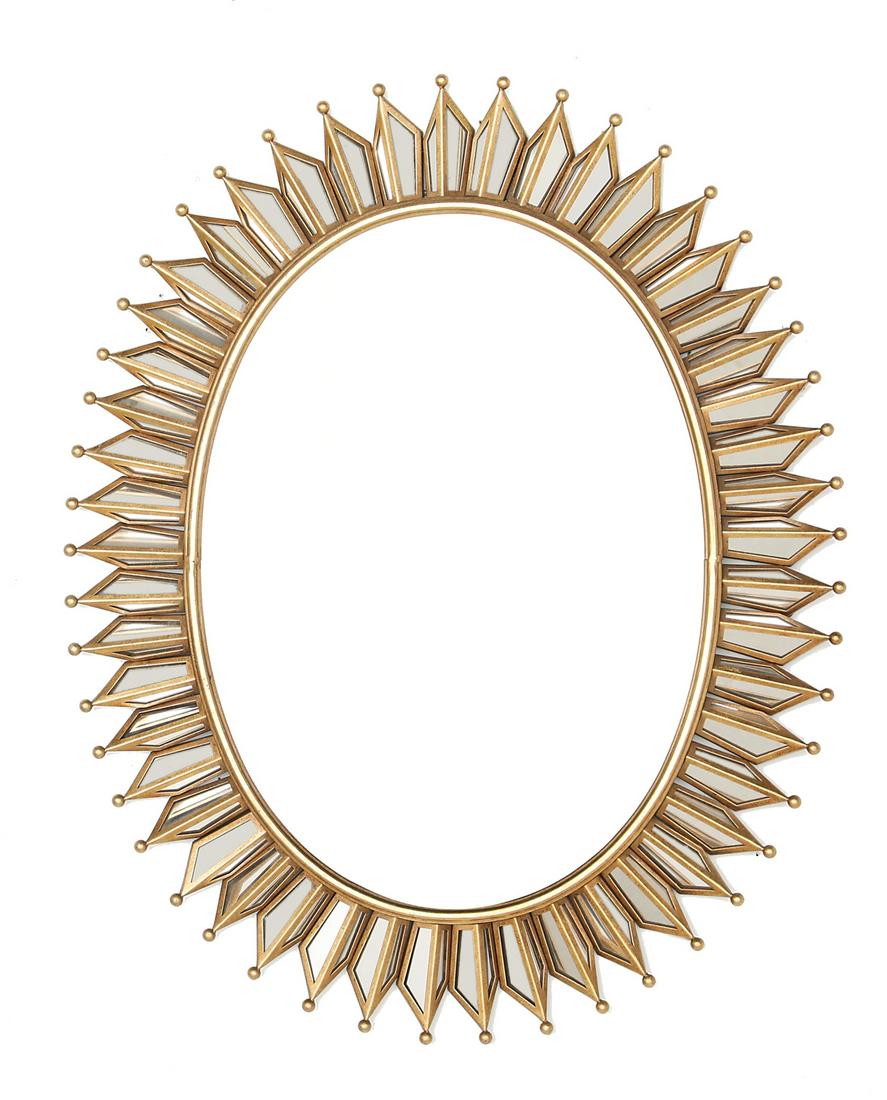 Unusual Gilt-Metal Beveled Sunburst Mirror (1 of 2)