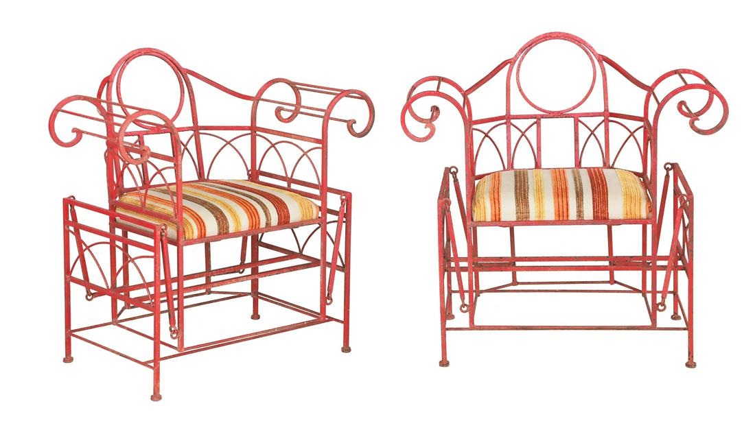 Pair of Art Deco Wrought Iron Glider Chairs (1 of 3)