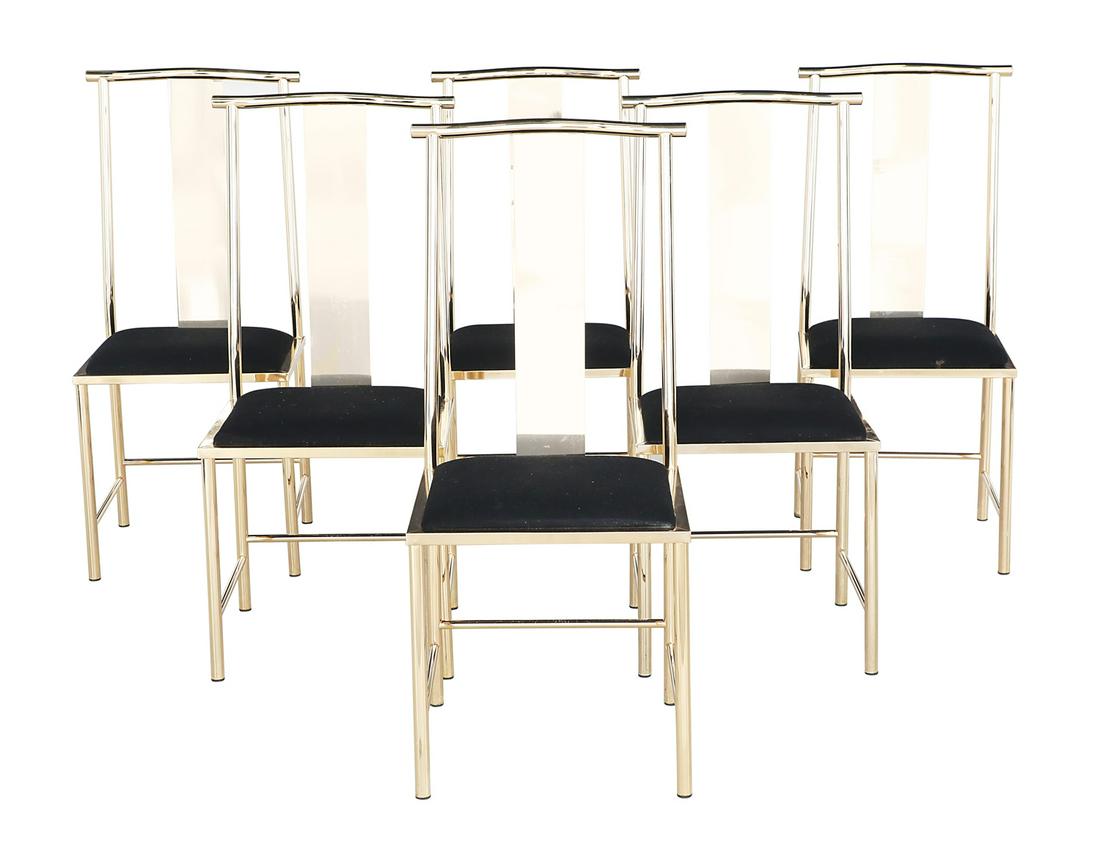 Six Contemporary Asian-Style Brass Dining Chairs (1 of 2)
