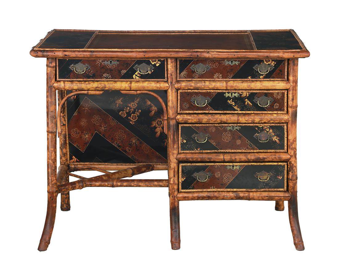 Anglo-Indian Bamboo and Lacquered Desk (1 of 3)