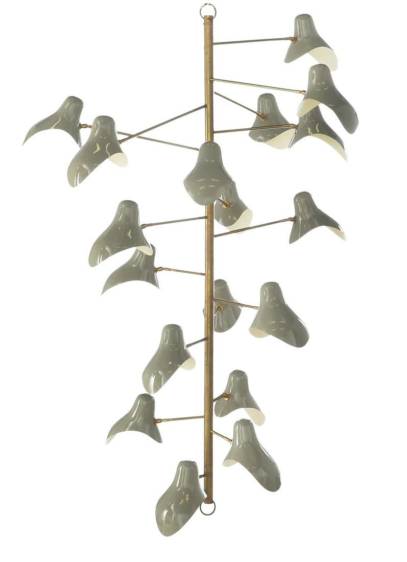 Italian Brass and  Aluminum Ceiling Fixture (1 of 1)