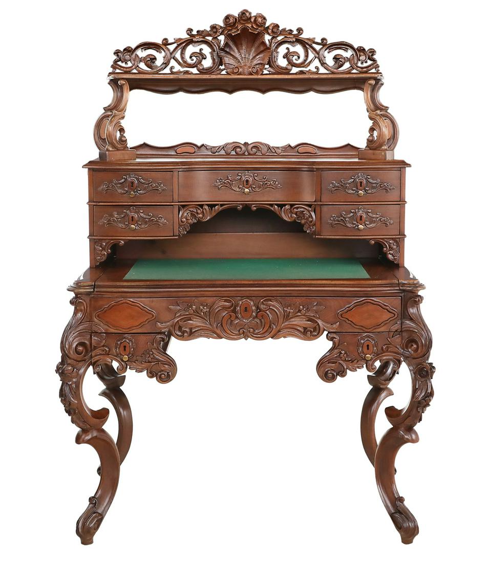 American Rococo Revival Secretary (1 of 3)