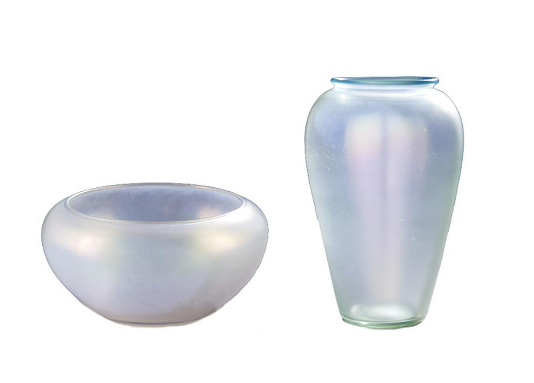 Verre de Soie Art Glass Vase and Bowl (1 of 1)