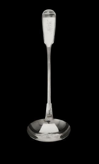Sterling Silver "Fiddle Thread" Punch Ladle: New Orleans-Retailed Sterling Silver "Fiddle Thread" Punch Ladle, fourth quarter 19th century, by Wood & Hughes, New York City, New York, retailed by A. B. Griswold & Co., New Orleans, Louisiana, mono