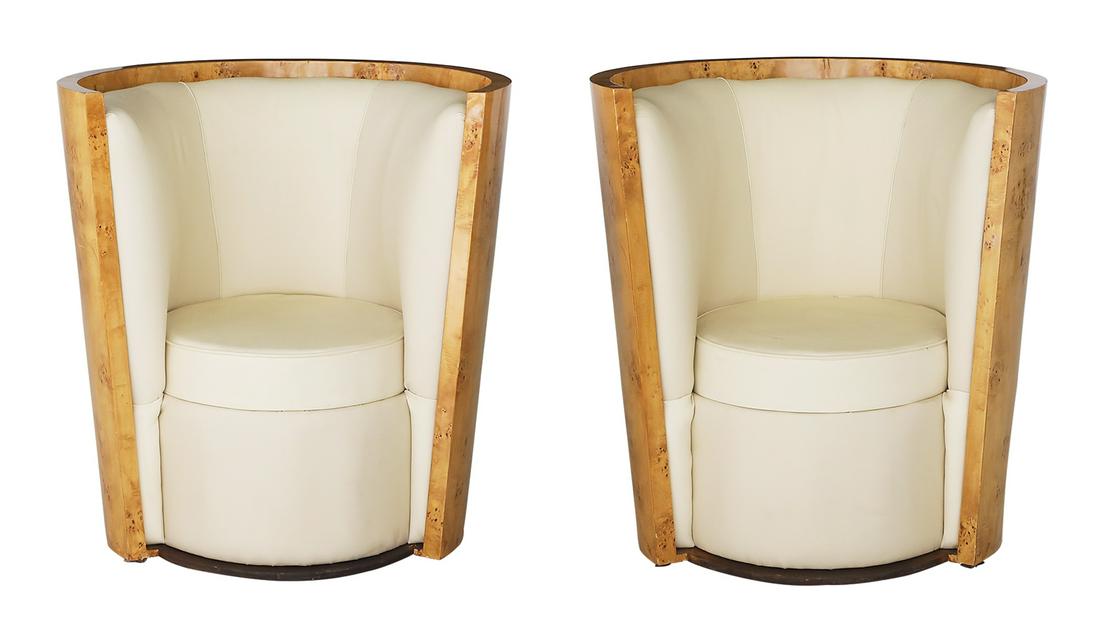 Pair of Art Deco-Style Birdseye Maple Tub Chairs (1 of 2)