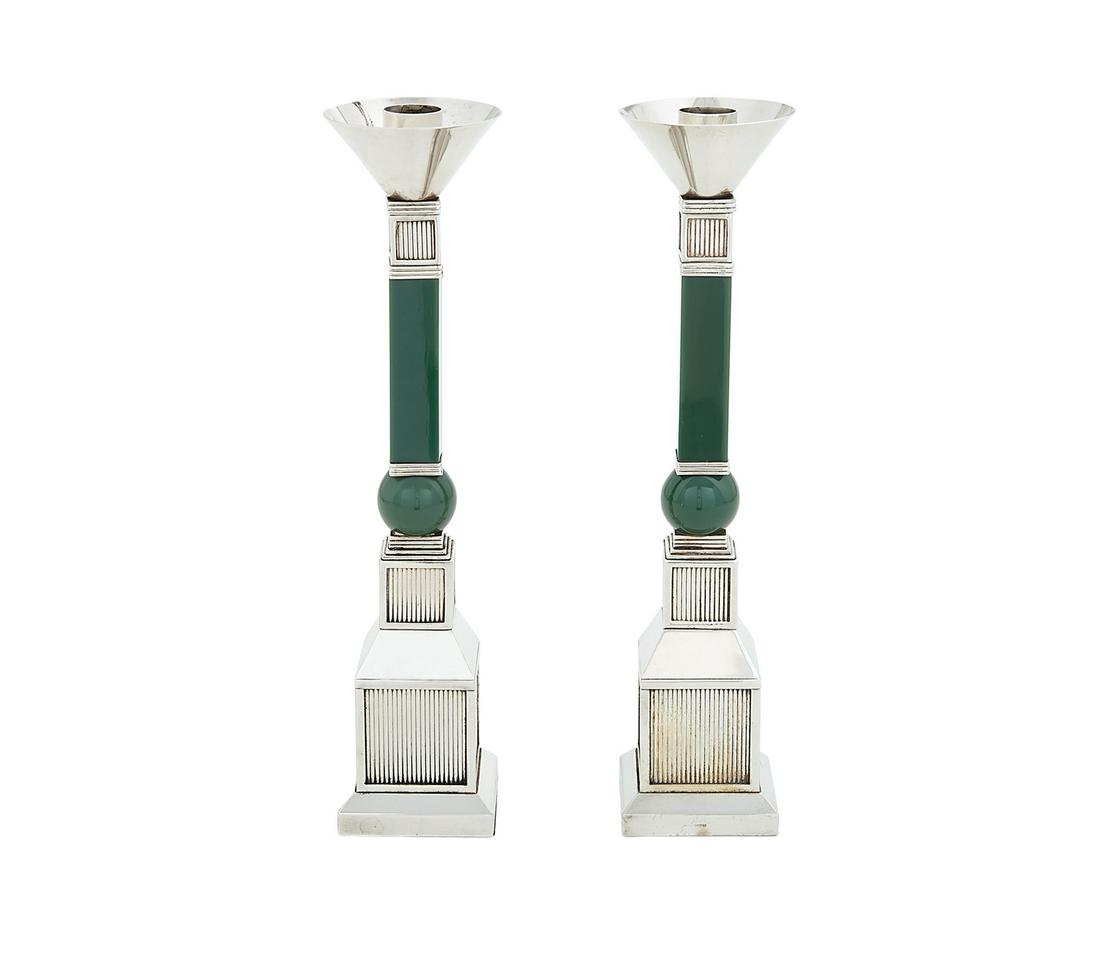 Pair of Gucci Silverplate and Lucite Candlesticks (1 of 2)