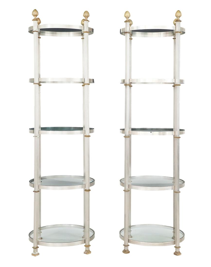 Pair of Steel and Bronze Circular Etageres (1 of 2)
