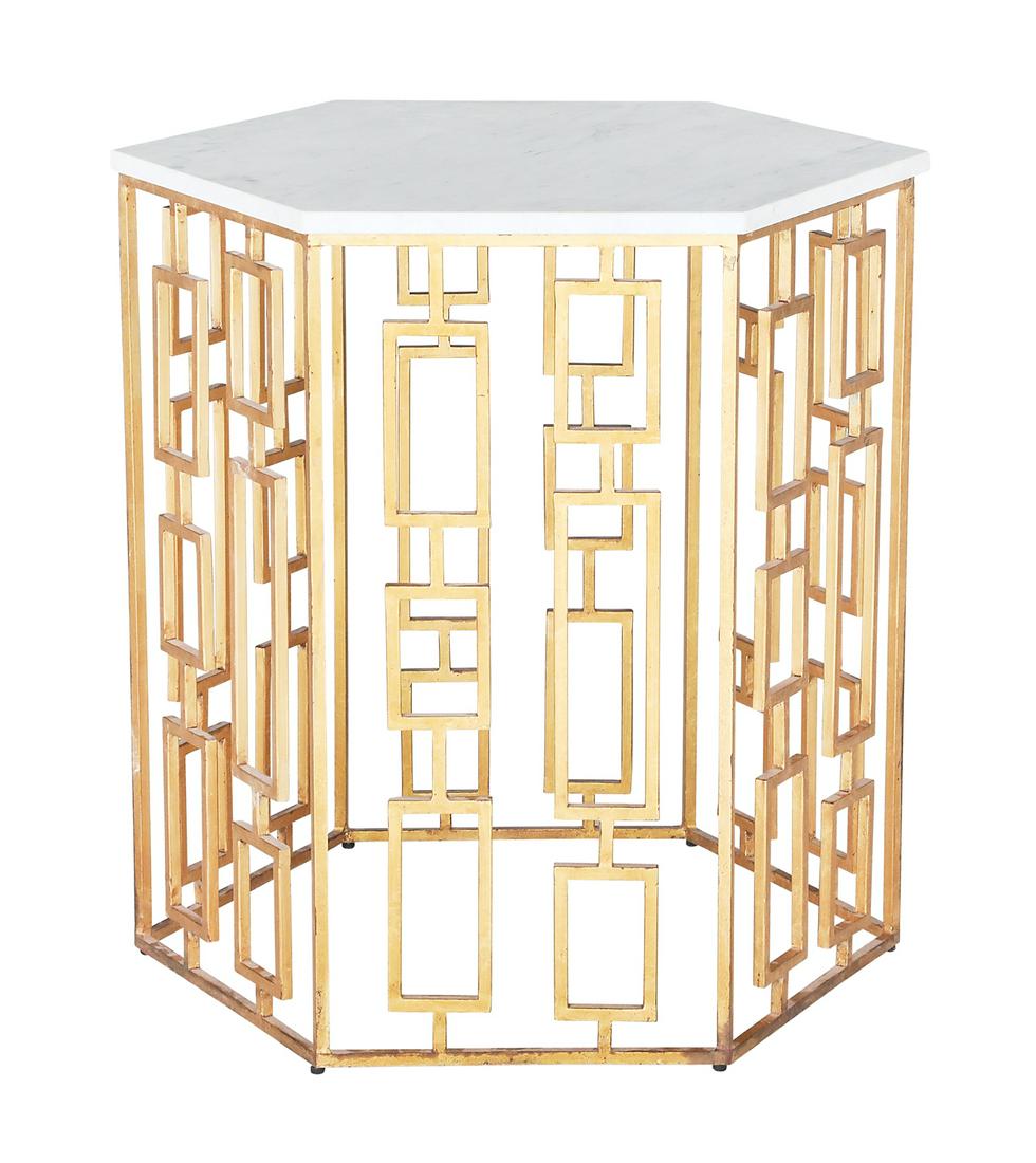 Mid-Century Modern Gilt-Iron and Marble-Top Table (1 of 2)