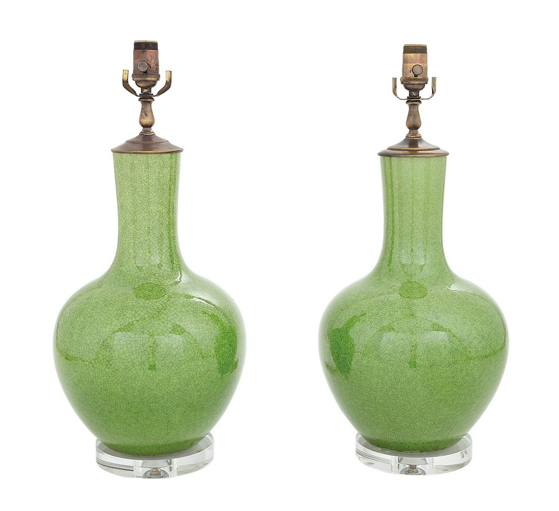 Pair of Chinese Glazed Bottle Vases (1 of 1)