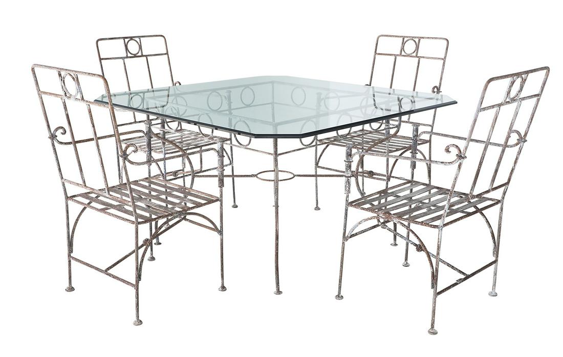 Five-Piece Vintage Wrought Iron Garden Suite (1 of 4)