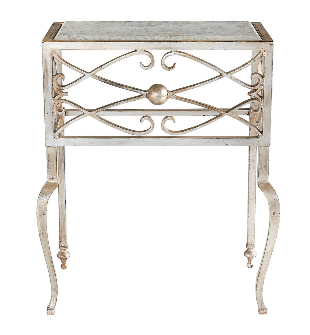 French Art Deco Iron and Marble-Top Console (1 of 2)