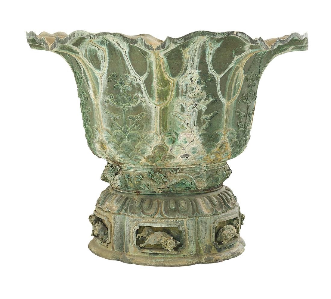 Monumental Chinese Bronze Garden Urn (1 of 3)