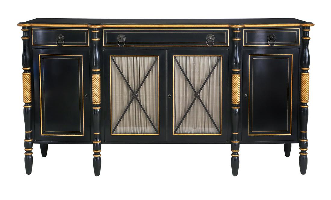 Regency-Style Ebonized Cabinet (1 of 3)