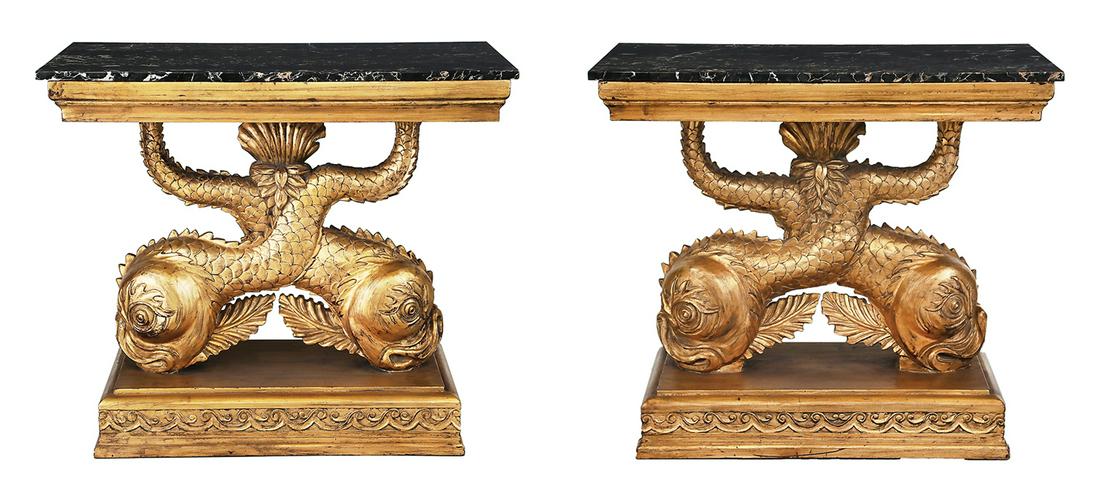 Pair of Neoclassical-Style Marble-Top Side Tables (1 of 5)