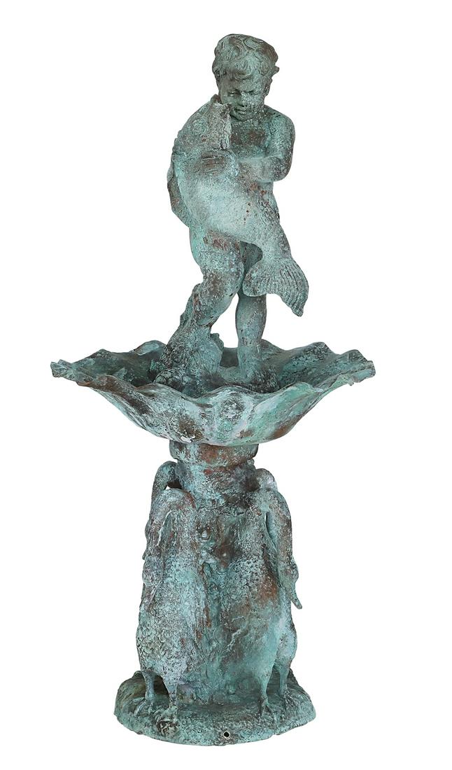 Verdigris-Patinated Bronze Garden Fountain (1 of 2)