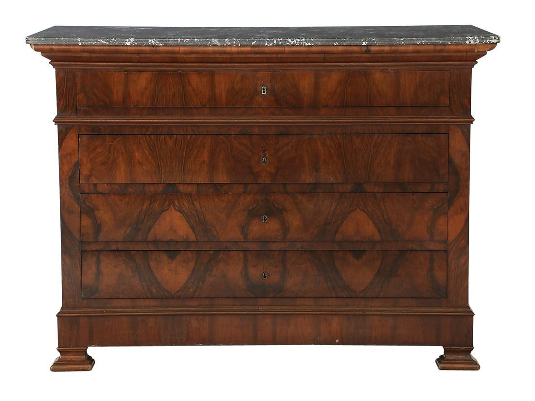 Louis-Philippe Walnut and Marble-Top Commode (1 of 3)