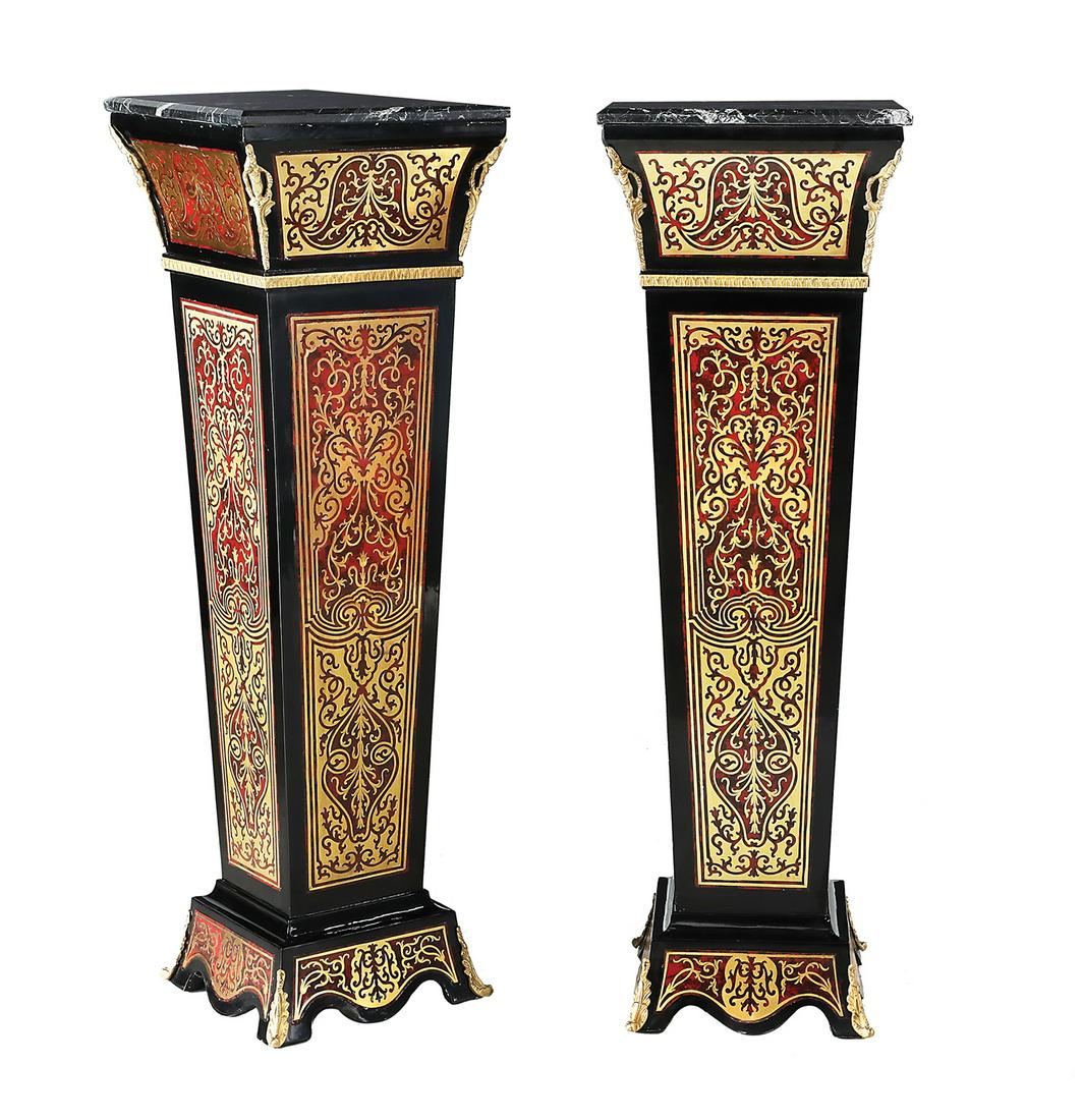 Pair of Napoleon III-Style Marble-Top Pedestals (1 of 1)