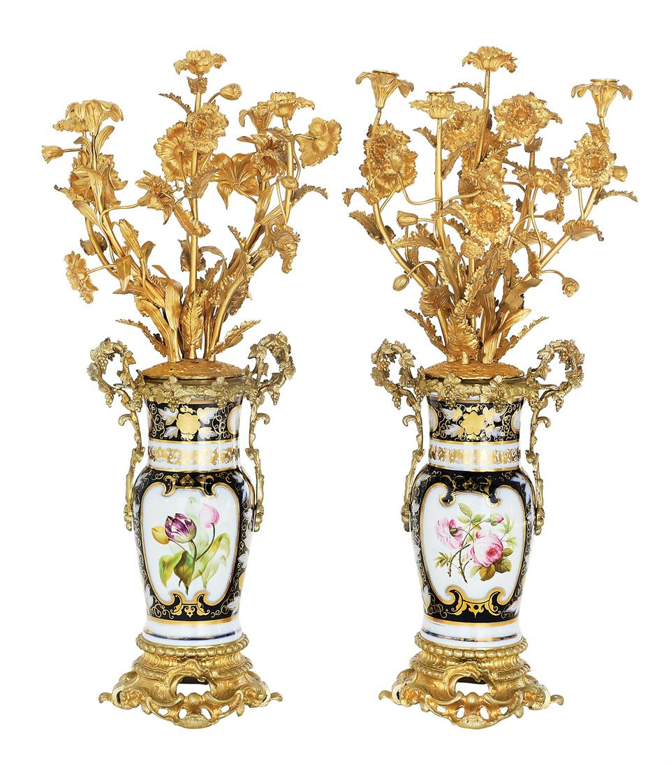 Pair of Paris Porcelain and Bronze Candelabra (1 of 2)