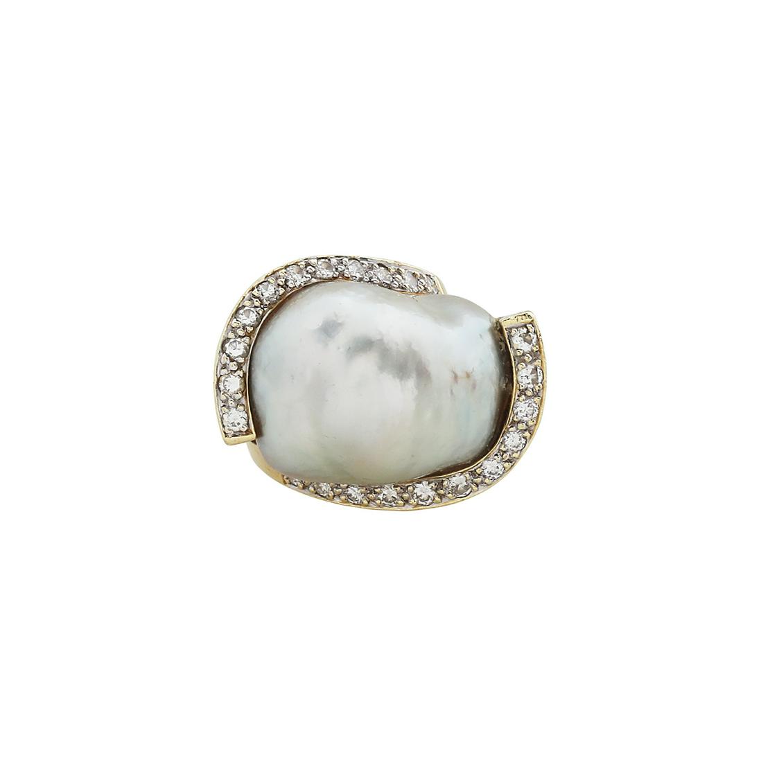 Baroque Pearl and Diamond Ring (1 of 2)