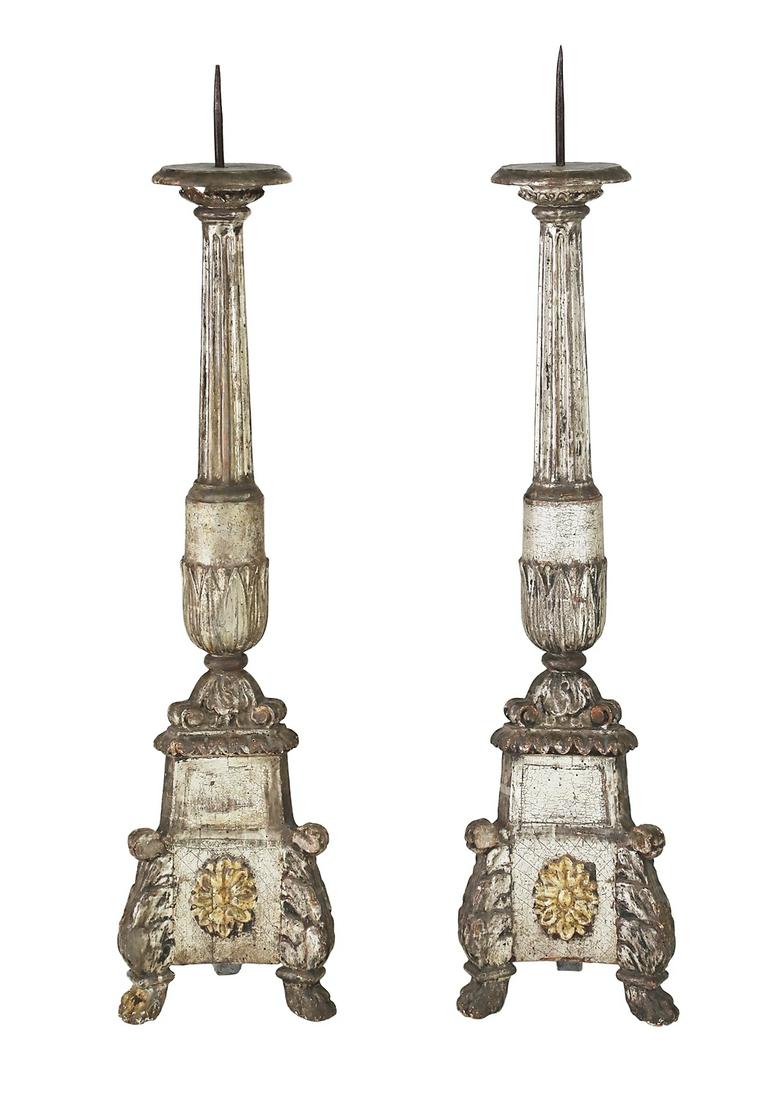 Pair of Continental Silver-Gilt Altar Sticks (1 of 2)