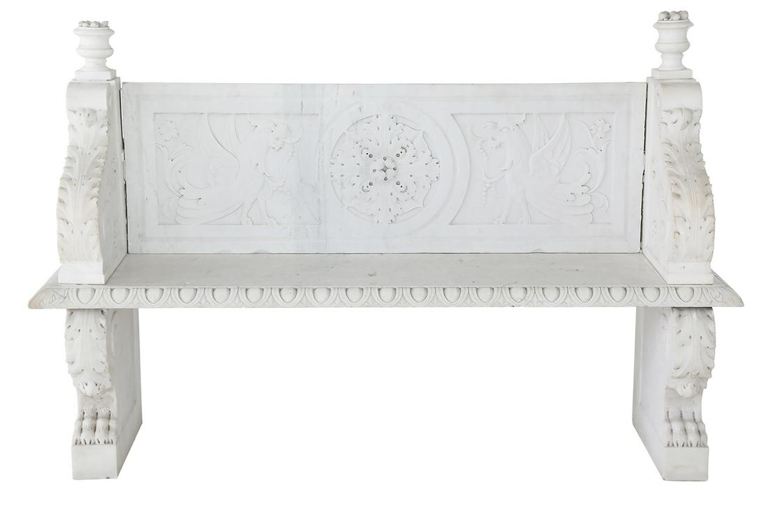 Italian Carved Marble Garden Bench (1 of 4)