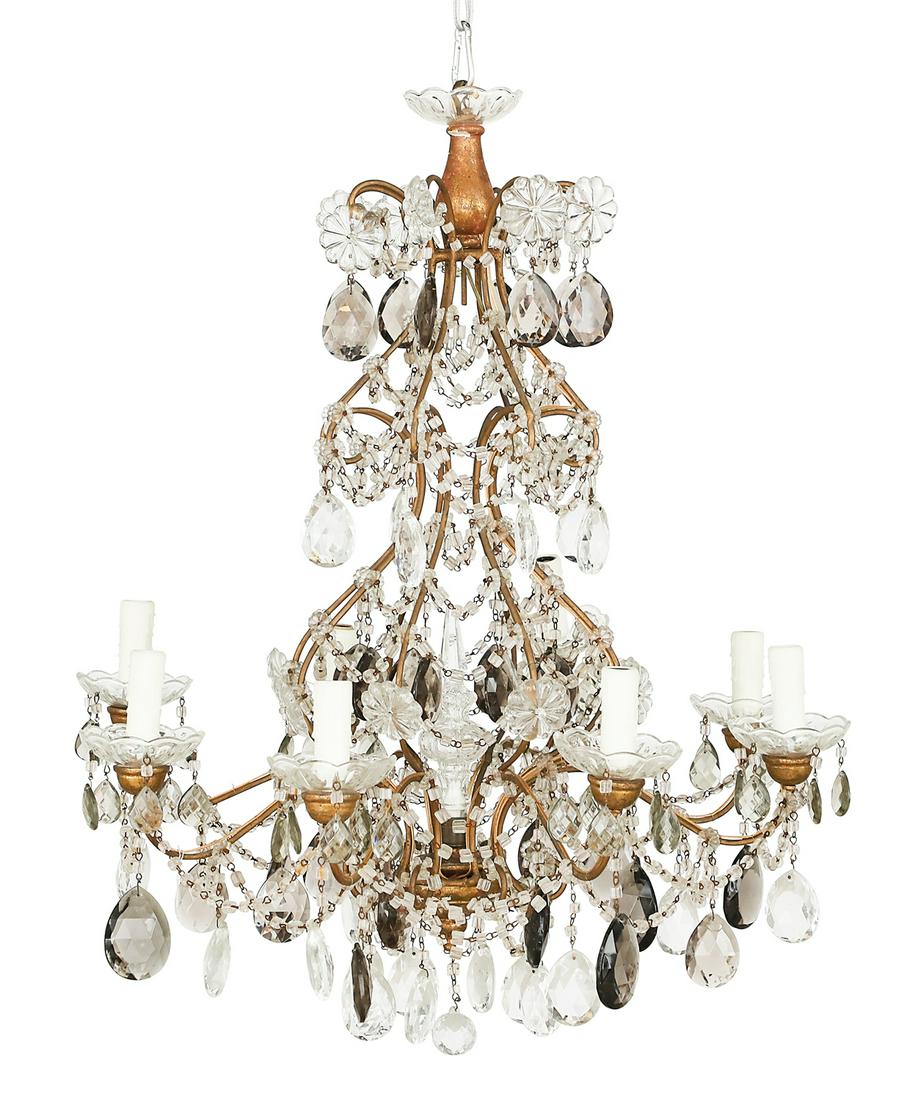 Continental Gilt-Metal and Glass Chandelier (1 of 1)
