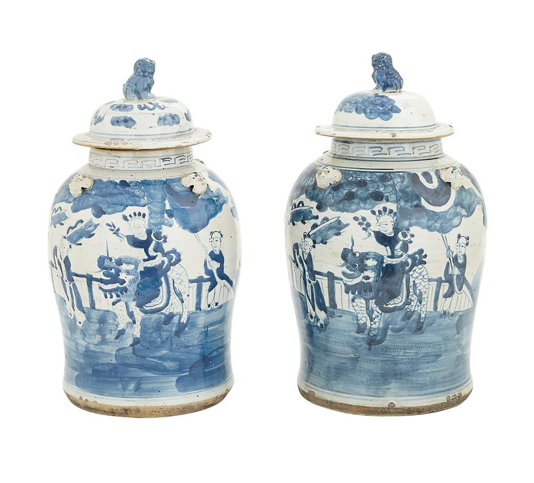 Pair of Chinese Blue and White Ginger Jars (1 of 4)