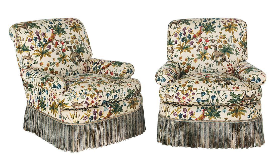 Pair of Victorian-Inspired Upholstered Armchairs (1 of 2)