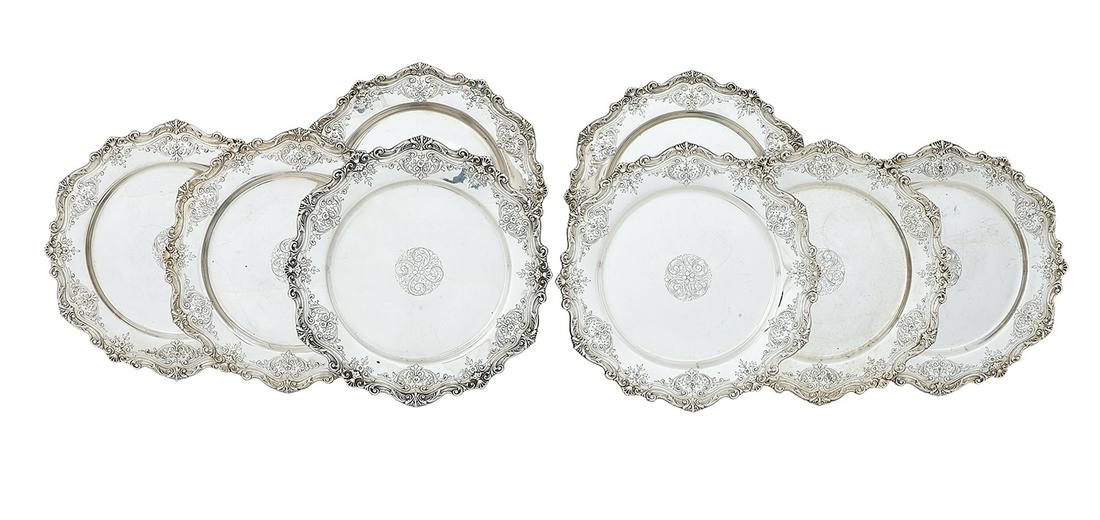 Set of Eight Sterling Silver Service Plates (1 of 2)