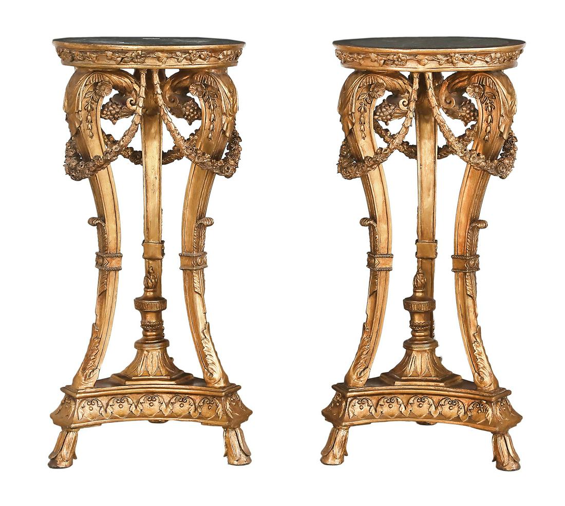 Pair of Louis XV/XVI-Style Marble-Top Pedestals (1 of 5)