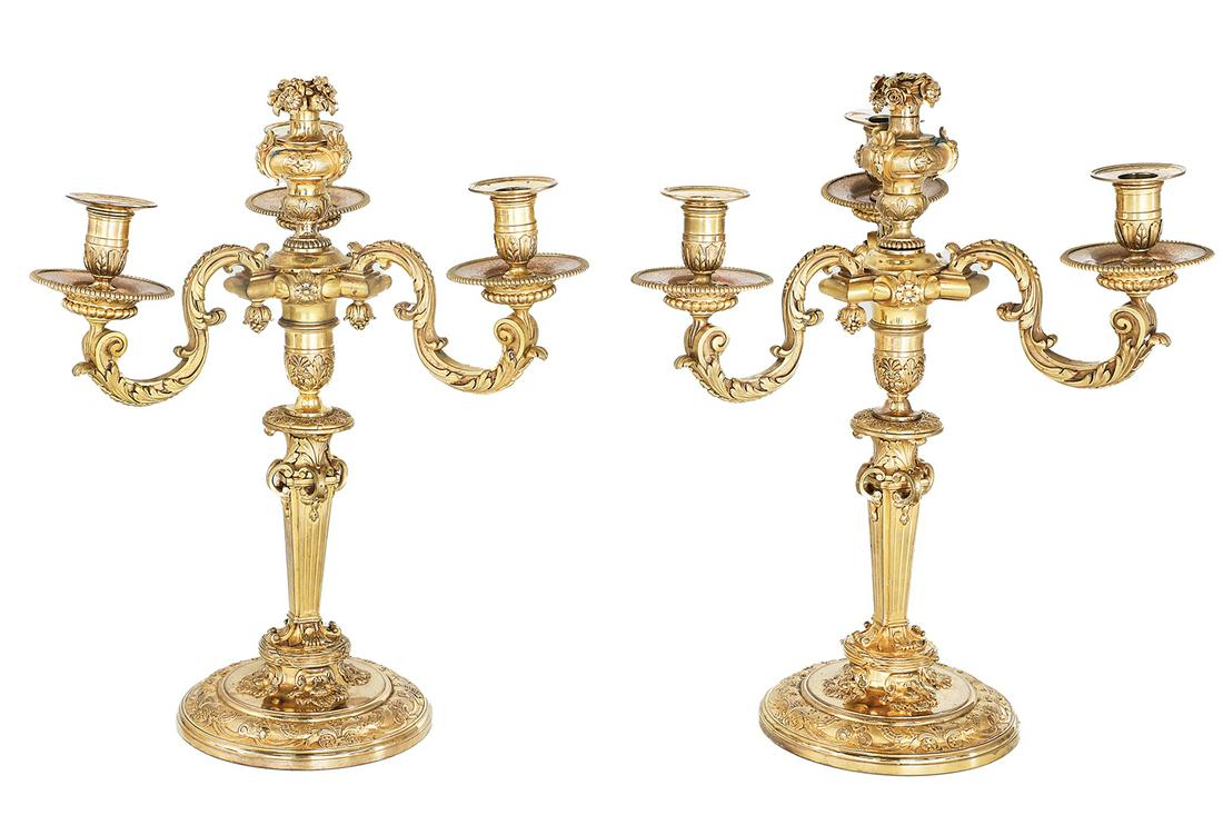 Pair of French Gilded Age Gilt-Bronze Candelabra (1 of 1)