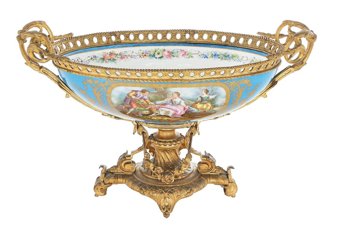 French Gilt-Bronze and Porcelain Centerpiece (1 of 3)