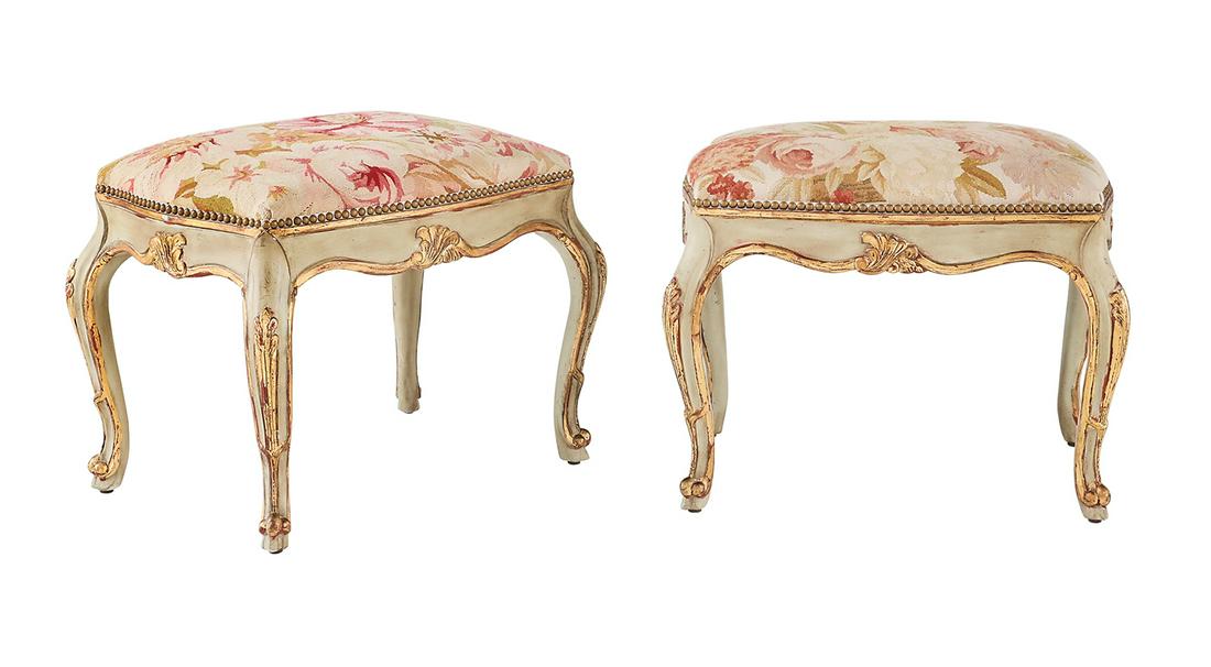 Pair of Louis XV-Style Polychromed Stools (1 of 1)