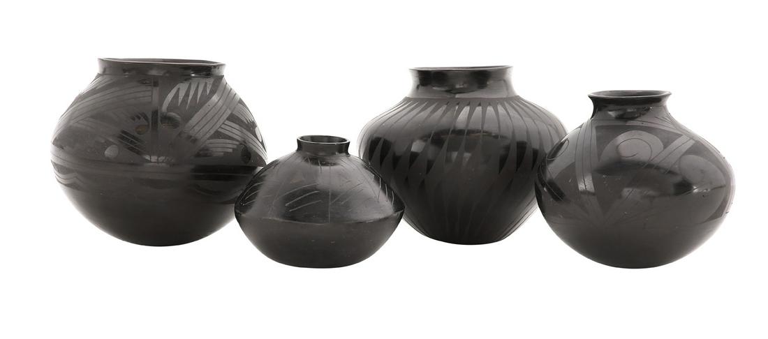 Mata Ortiz Black-on-Black Pottery Jars (1 of 3)