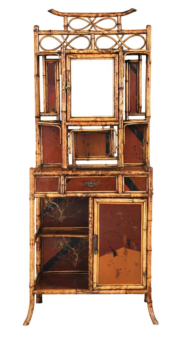 Anglo-Indian Bamboo and Lacquered Etagere (1 of 3)