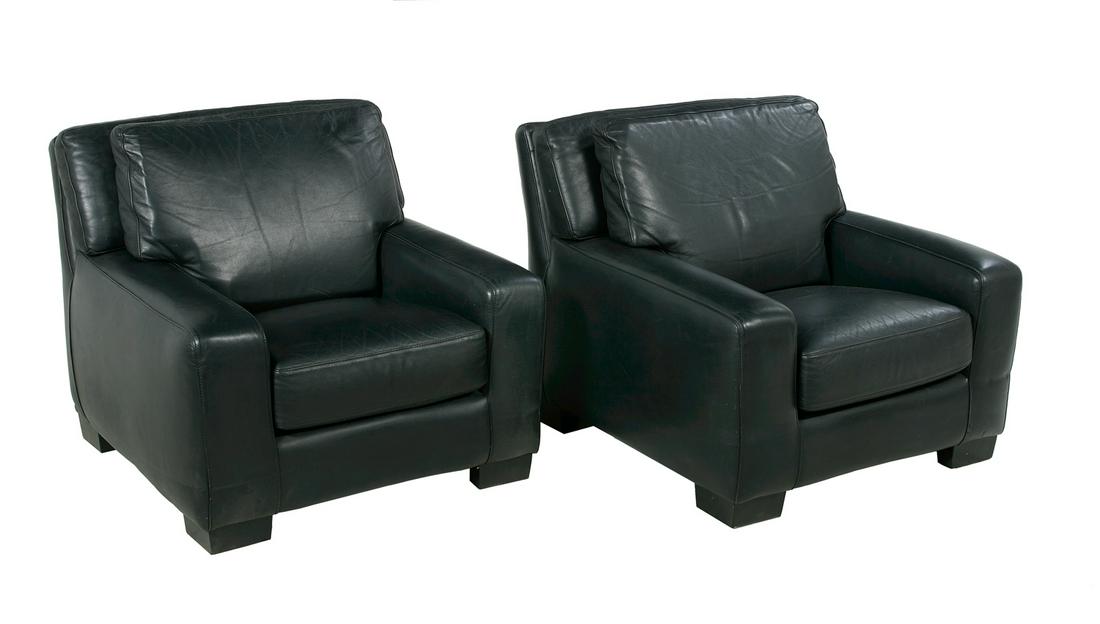 Pair of Contemporary Italian Leather Club Chairs (1 of 1)