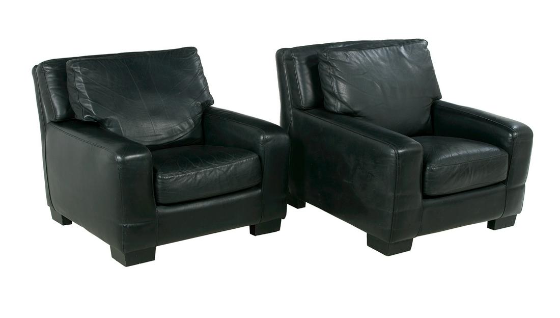 Pair of Contemporary Italian Leather Club Chairs (1 of 1)