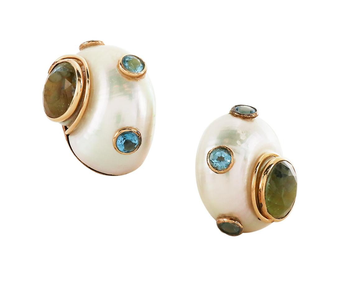 Maz Turbo Shell Topaz & Mother-of-Pearl Earrings (1 of 1)