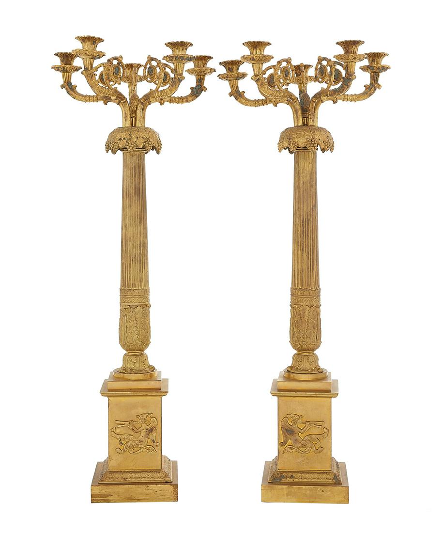Pair of French Empire-Style Bronze Candelabra (1 of 2)