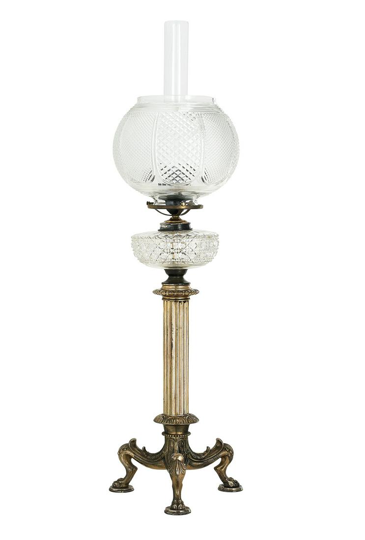 English Cut Glass and Bronze Banquet Lamp (1 of 1)
