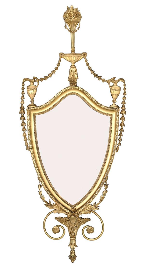 Edwardian Giltwood Shield-Form Mirror (1 of 2)