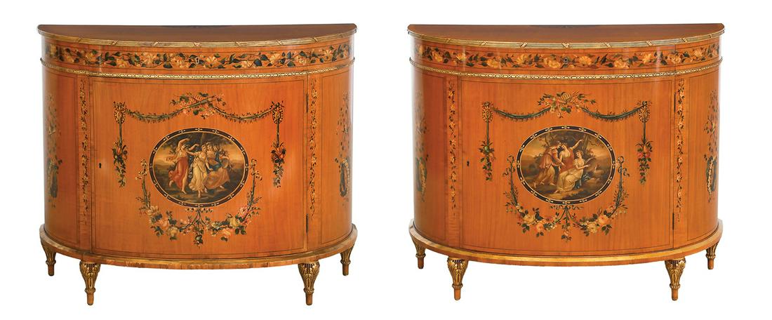 Edwardian-Style Satinwood Demi-lune Cabinets (1 of 8)