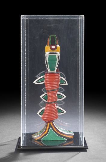 Ida R. Kohlmeyer (New Orleans, 1912-1997): Ida Rittenberg Kohlmeyer (American/Louisiana, 1912-1997) "Untitled 1993", painted wood, signed and dated on bottom, h. 14, w. 6", d. 3".