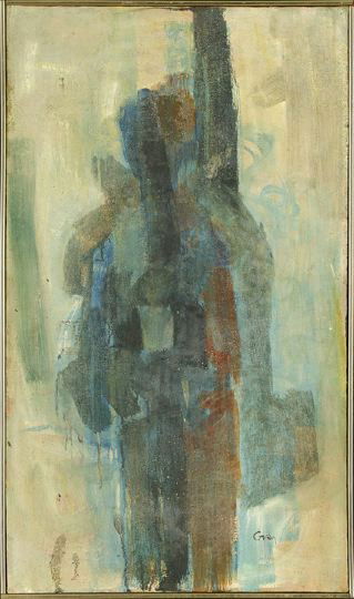 Robert Gordy (American/Louisiana, 1933-1986): Robert Gordy (American/Louisiana, 1933-1986) "Standing Male", oil on canvas, signed lower right "Gordy", 35" x 19". Framed. Provenance: Gift from the artist to the consignor's family.